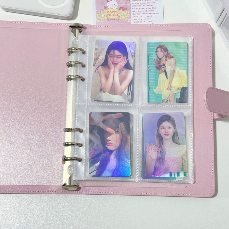 Fair Isle A5 album pentru carduri în stil piele, cu patru compartimente, Idol capacitate mare pentru carduri mici, binder din piele pentru femei
