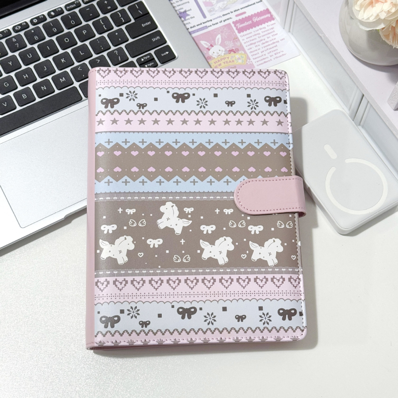 Fair Isle A5 album pentru carduri în stil piele, cu patru compartimente, Idol capacitate mare pentru carduri mici, binder din piele pentru femei