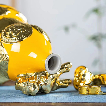 Sticlă de lichior din ceramică Jingdezhen, în formă de dovleac, sigilată, stil vintage, obiect de artizanat pentru casă
