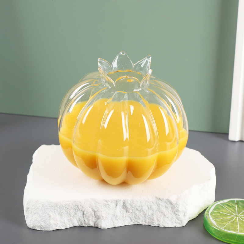 Pahar de sticlă pentru sucuri cu pai, transparent, design floare de rodie