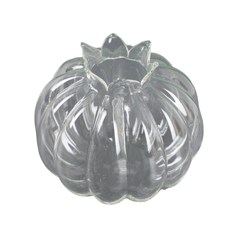 Pahar de sticlă pentru sucuri cu pai, transparent, design floare de rodie