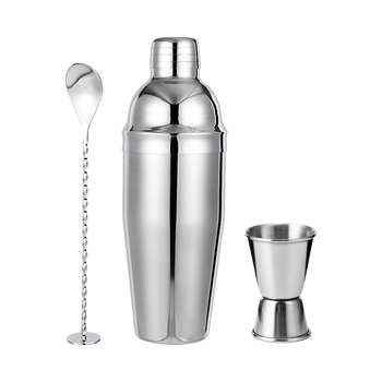 Set shaker cocktail din oțel inoxidabil, 3 piese