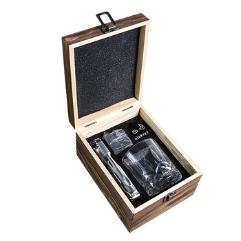 Pietre pentru whisky, cuburi de gheata și pietre pentru vinul Ice – set pentru o singură ceașcă, cutie din lemn