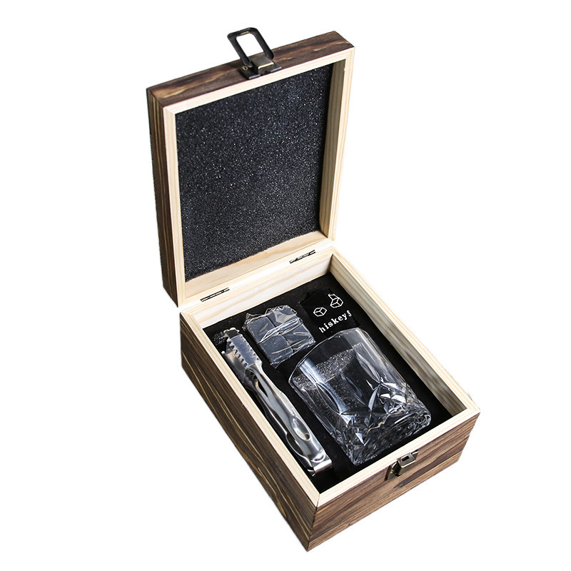Pietre pentru whisky, cuburi de gheata și pietre pentru vinul Ice – set pentru o singură ceașcă, cutie din lemn