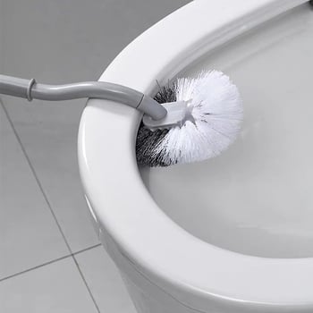Perie pentru toaletă cu mâner curbat lung și peri moi pentru curățare în colțuri