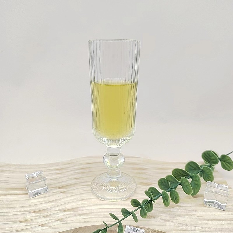 Pahare de vin roșu și șampanie, stil european retro, picior înalt, model cu nervuri verticale, seria Retro Goblet