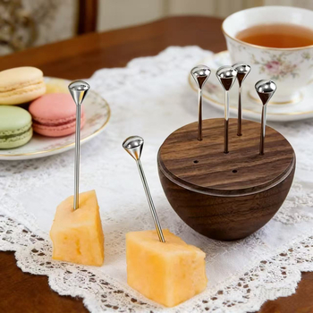 Inspirație nordică: set de furculițe pentru fructe din oțel inoxidabil – bețișoare de cocktail cu formă de ou, design modern minimalist