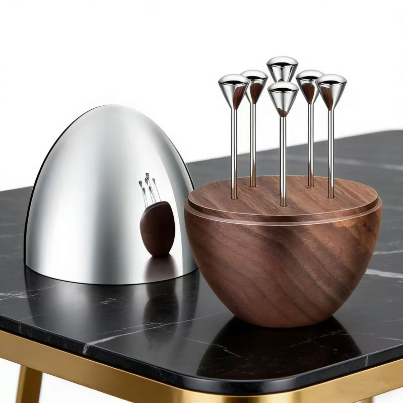 Inspirație nordică: set de furculițe pentru fructe din oțel inoxidabil – bețișoare de cocktail cu formă de ou, design modern minimalist