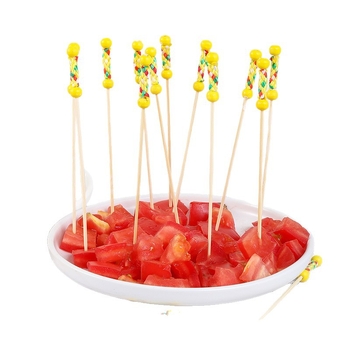 Bețe roșii de fructe cu două mărgele, set 100 buc., bambus, bețe cu flori, furculițe pentru fructe, bețișoare creative, bețișoare pentru vin