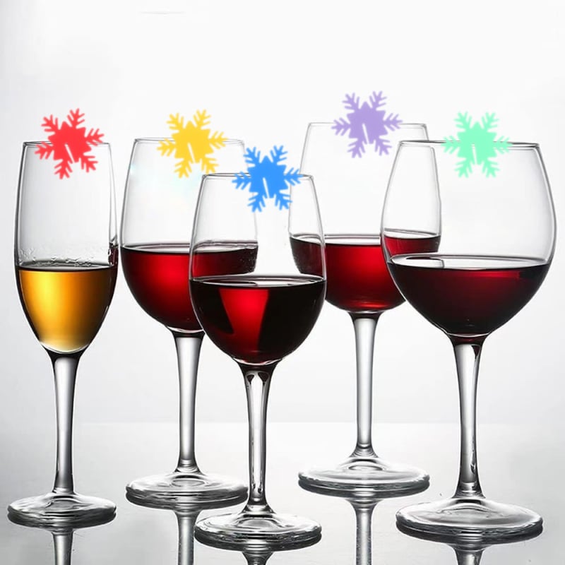 Marcatoare din silicon pentru pahare de vin, în formă de fulgi de zăpadă – etichete pentru pahare la petreceri