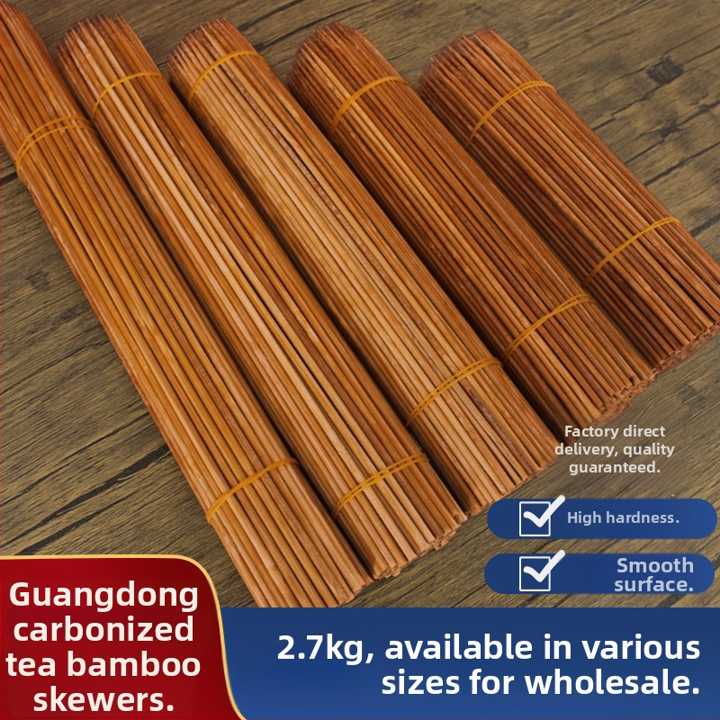 Extra tvrdé karbonizované bambusové špízy na grilovanie, jednorazové, dĺžka 20–40 cm, priemer 2,0–4,0 mm