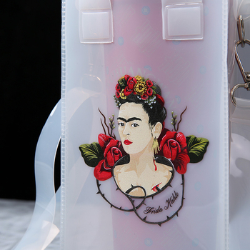 Geantă din PVC transparentă pentru pahar și sticlă de apă, curea crossbody pentru depozitare