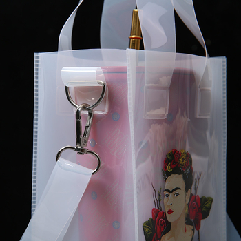 Geantă din PVC transparentă pentru pahar și sticlă de apă, curea crossbody pentru depozitare