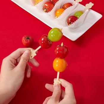 Bețișoare de bambus de unică folosință pentru uz casnic, bețișoare drăguțe cu desene animate, bețișoare pentru fructe, bețișoare cu fructe caramelizate, bețișoare pentru decorarea cocktailurilor, bețișoare pentru desert