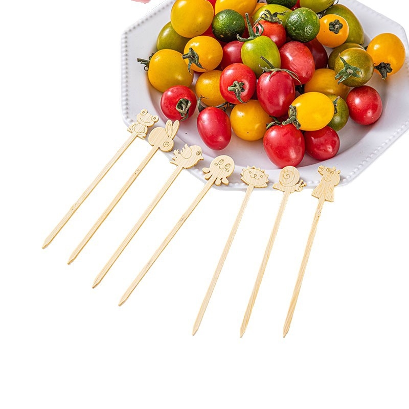 Bețișoare de bambus de unică folosință pentru uz casnic, bețișoare drăguțe cu desene animate, bețișoare pentru fructe, bețișoare cu fructe caramelizate, bețișoare pentru decorarea cocktailurilor, bețișoare pentru desert