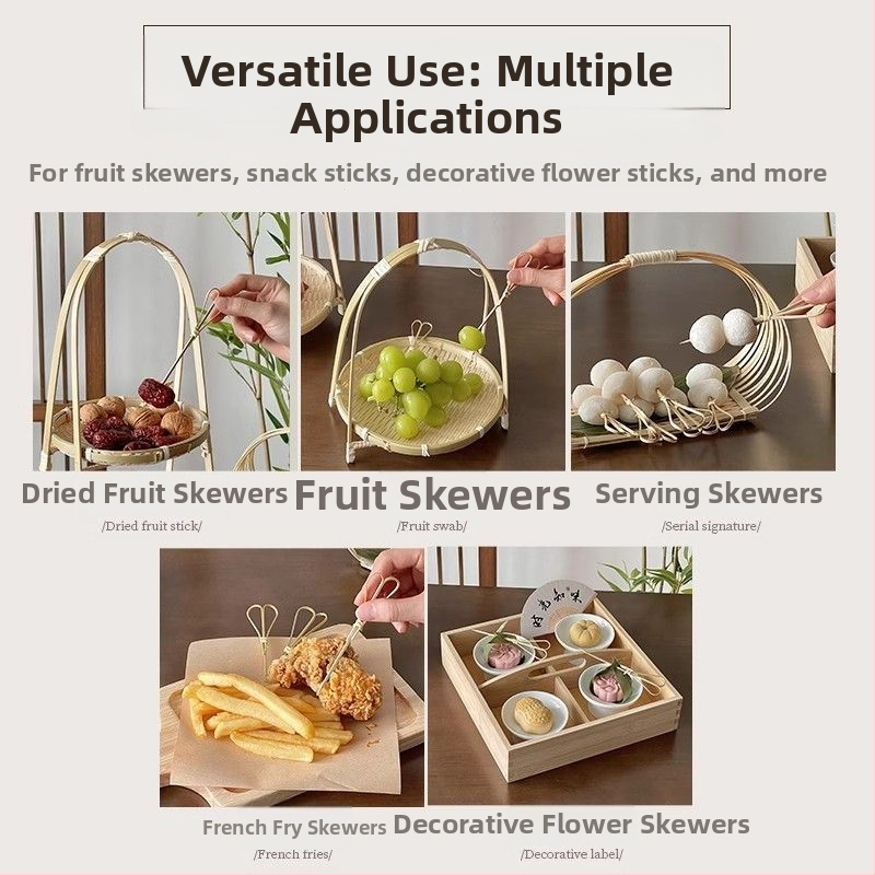 Motýľové bambusové špízy – mini kandizované ovocné špízy, nožnicové bambusové špízy, jednorazové ovocné špízy, kreatívne kuracie a vínne špízy