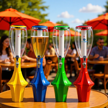 Dispenser de bere YX cu coloane de gheață luminoase — roșu, galben, albastru, verde; 1,5L/2L/3L pentru servire bere