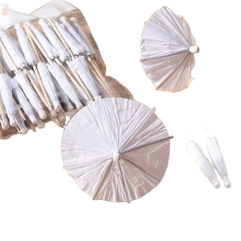 Umbrelă mică de hârtie albă pentru cocktailuri și decor DIY pentru copii
