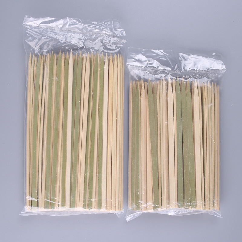 Știfturi plate din bambus cu piele verde pentru grătar și yakitori