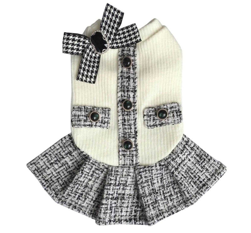 Pletena haljina za kućne ljubimce s uzorkom houndstooth za pse i mačke