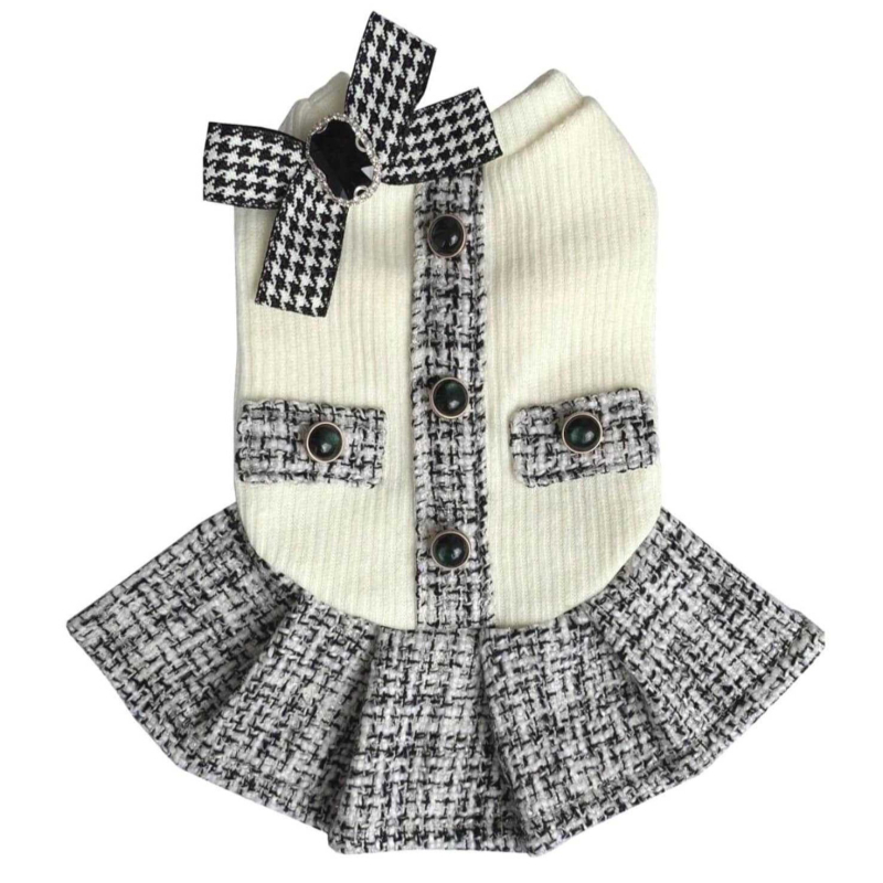 Pletena haljina za kućne ljubimce s uzorkom houndstooth za pse i mačke