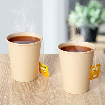 Cupă din fibre de bambus, de unică folosință, foarte groasă, 9 oz, protecție împotriva arsurilor, pentru cafea și băuturi reci