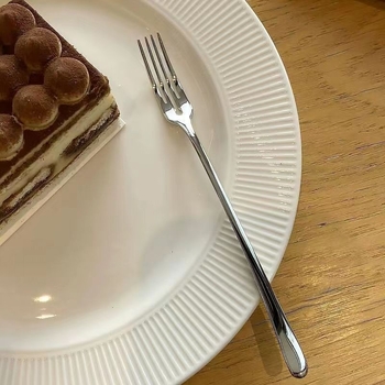 Furculițe pentru fructe din oțel inoxidabil, portabile, cu găuri rotunde, pentru fructe, desert, prăjitură și salate
