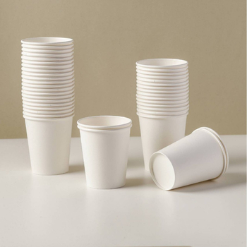 Cupe de unică folosință din hârtie, albe, îngroșate, capacitate 201–300 ml, 8,5 × 7,5 cm, 50 bucăți pe pachet, potrivite pentru băuturi fierbinți și reci, pentru casă și cafea la birou, pentru proiecte DIY