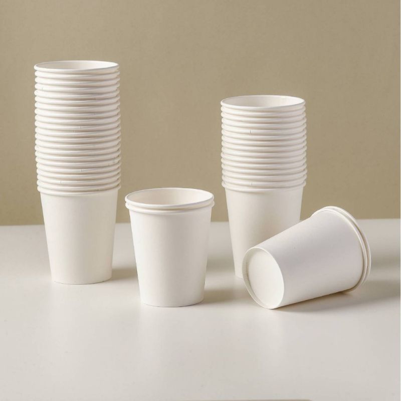 Cupe de unică folosință din hârtie, albe, îngroșate, capacitate 201–300 ml, 8,5 × 7,5 cm, 50 bucăți pe pachet, potrivite pentru băuturi fierbinți și reci, pentru casă și cafea la birou, pentru proiecte DIY