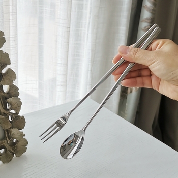 Mâner extins din oțel inoxidabil 18-10: furculiță pentru fructe, furculiță pentru desert, furculiță pentru salată, furculiță pentru conserve și lingură de amestec cu gheață