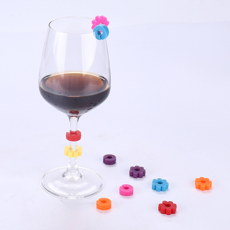 Etichete din silicon în formă de C pentru pahare de vin – etichete de identificare pentru petreceri