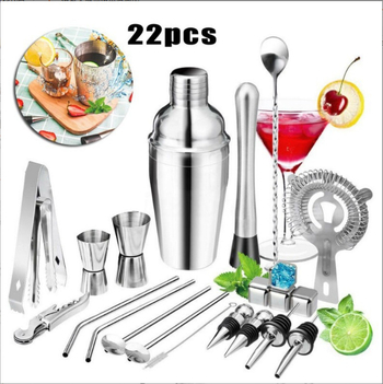 Set Mao qing de 22 piese din oțel inoxidabil pentru cocktailuri cu ustensile de bar