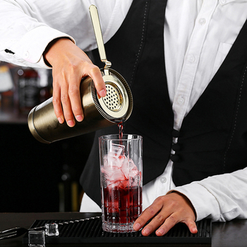 Set de shaker pentru cocktailuri din oțel inoxidabil 304, 11 piese, finisaj bronz, cu cană de măsurare, filtru pentru gheață