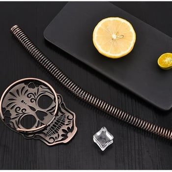 Filtru de gheață din oțel inoxidabil pentru cocktailuri, cu design de craniu, pentru bar