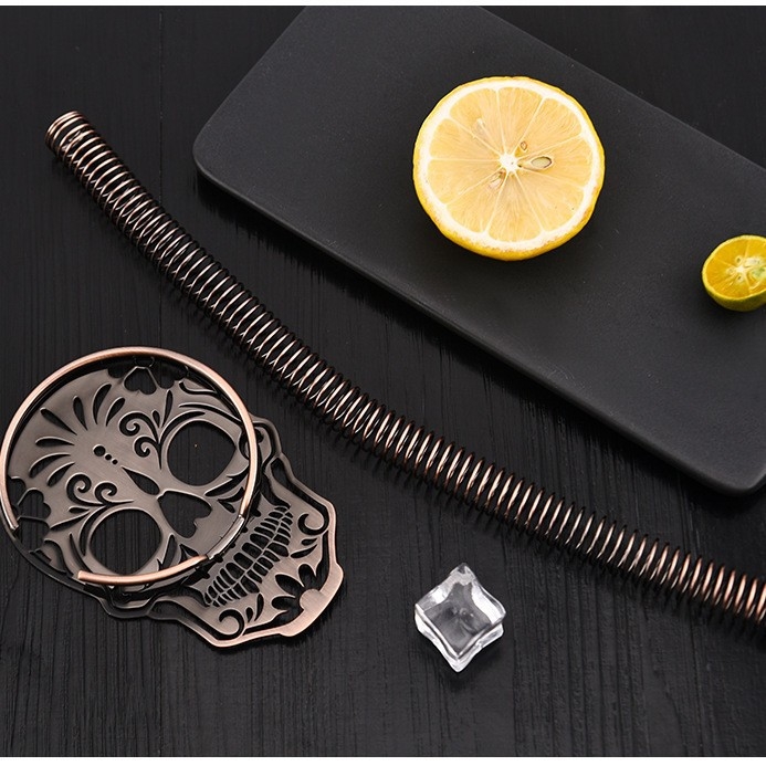 Filtru de gheață din oțel inoxidabil pentru cocktailuri, cu design de craniu, pentru bar