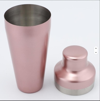 Lingură de bar din oțel inoxidabil 304, shaker pentru cocktailuri, set de bar pentru uz casnic, filtru pentru gheață roz auriu, cană de măsură 600 ml