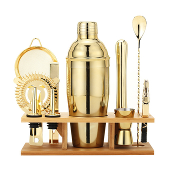 Set auriu de 10 piese pentru bar, instrumente pentru cocktail, clips pentru gheață, filtru pentru gheață și lingură de amestec