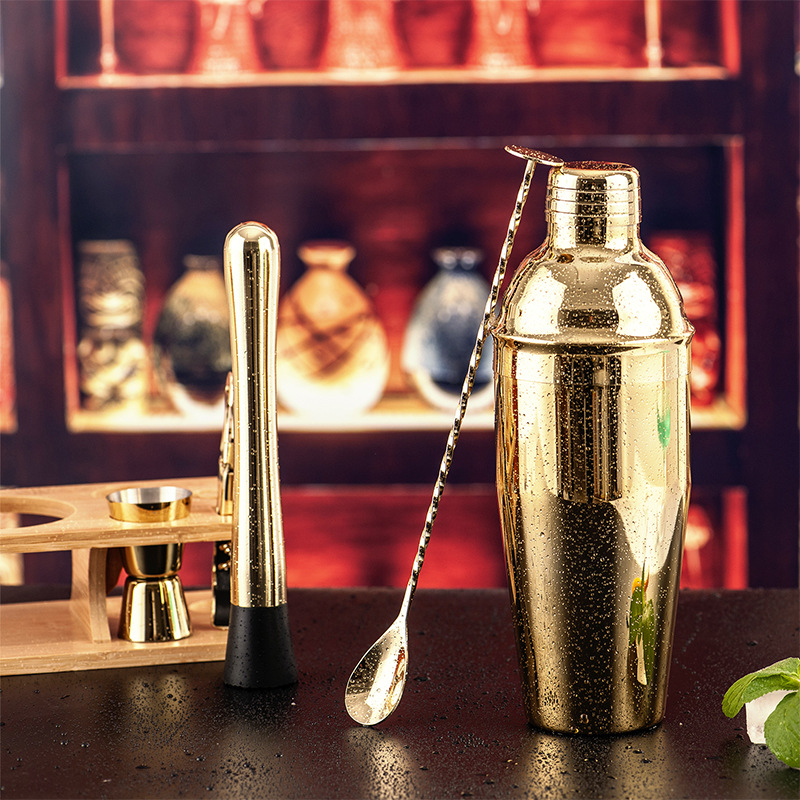 Set auriu de 10 piese pentru bar, instrumente pentru cocktail, clips pentru gheață, filtru pentru gheață și lingură de amestec