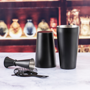 Set pentru cocktailuri din oțel inoxidabil, 3 piese, pentru uz casnic: shaker, filtru de gheață, cană de măsurare, dop de turnare, lingură de bar, deschizător de sticle