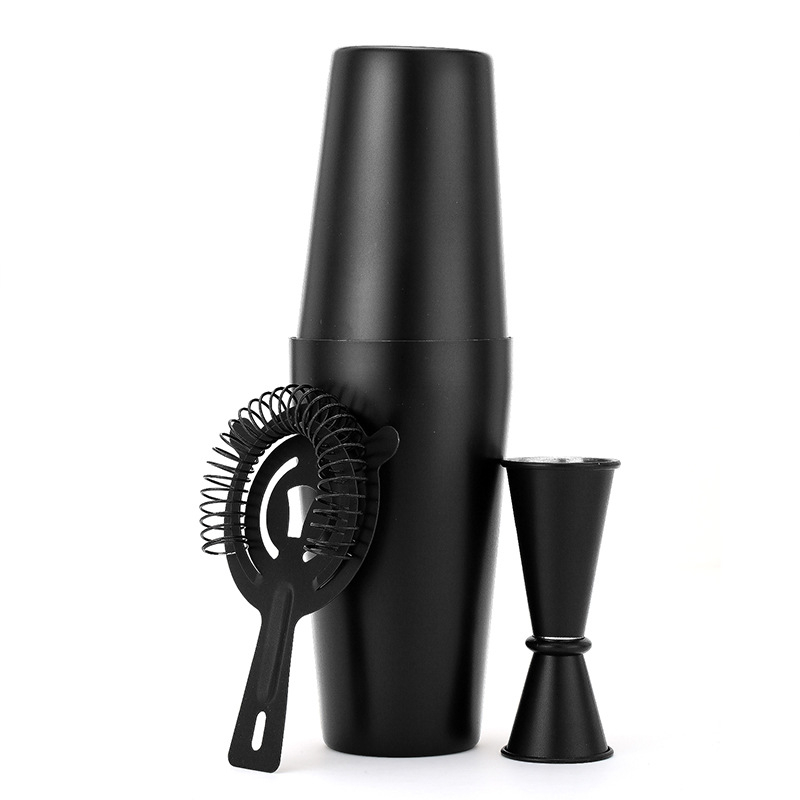 Set pentru cocktailuri din oțel inoxidabil, 3 piese, pentru uz casnic: shaker, filtru de gheață, cană de măsurare, dop de turnare, lingură de bar, deschizător de sticle