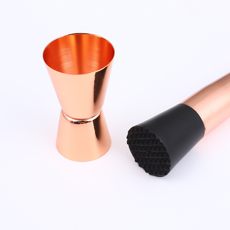Set cocktail roz auriu, 600 ml, 8 piese, filtr de gheață și accesorii de bar