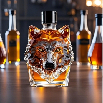Decantor de whisky, sticlă cu coroană în formă de cap de lup, Independent, 901–1000 ml
