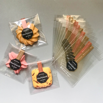 7x7+3 Pungi de ambalare pentru patiserie, set 100 bucăți, autoadezive, pentru biscuiți, ceai și gustări