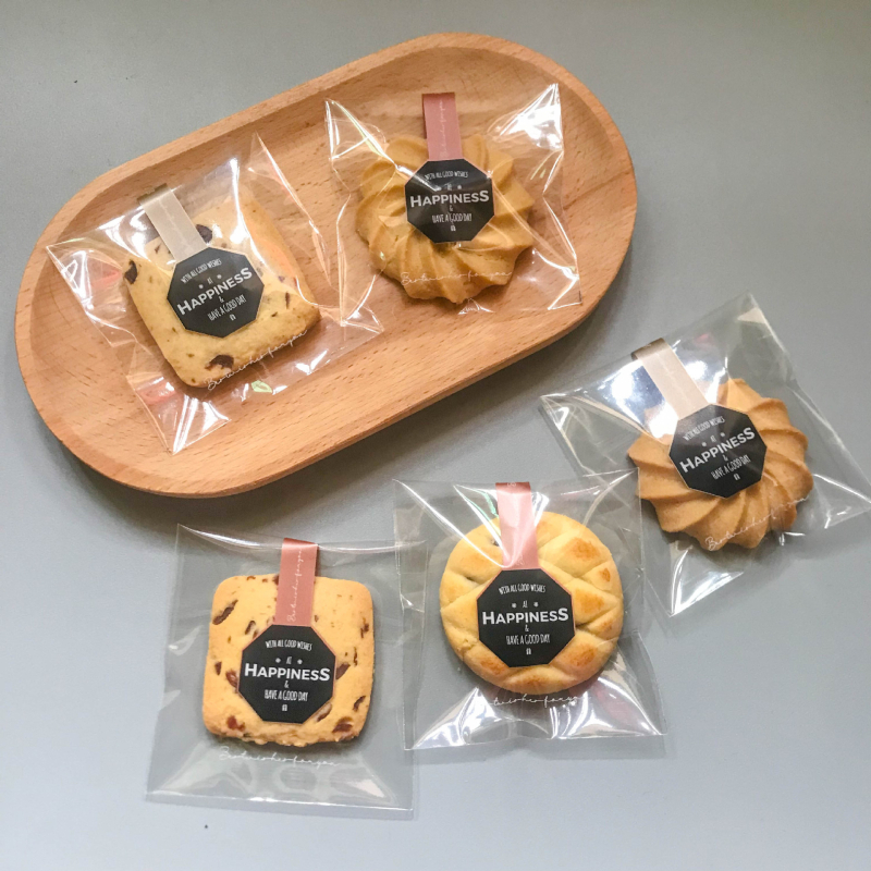 7x7+3 Pungi de ambalare pentru patiserie, set 100 bucăți, autoadezive, pentru biscuiți, ceai și gustări