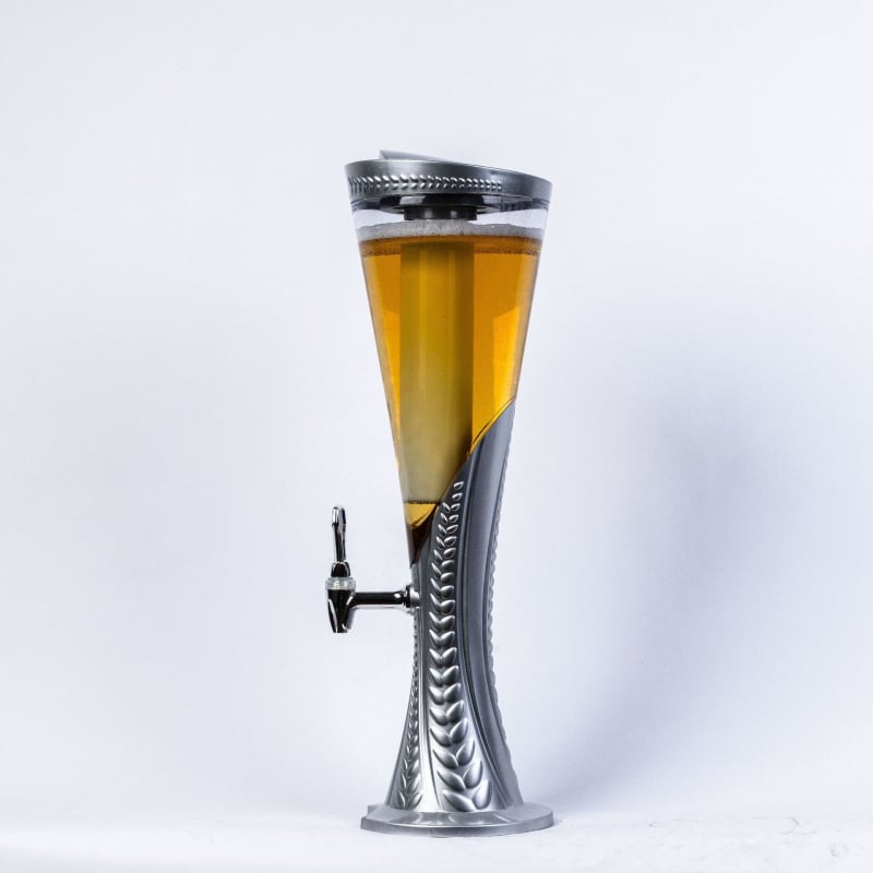 Dispenser de bere comercial, capacitate 1,5 L/2 L, design cu spicul de grâu, finisaj electroplacat, capacitate mare