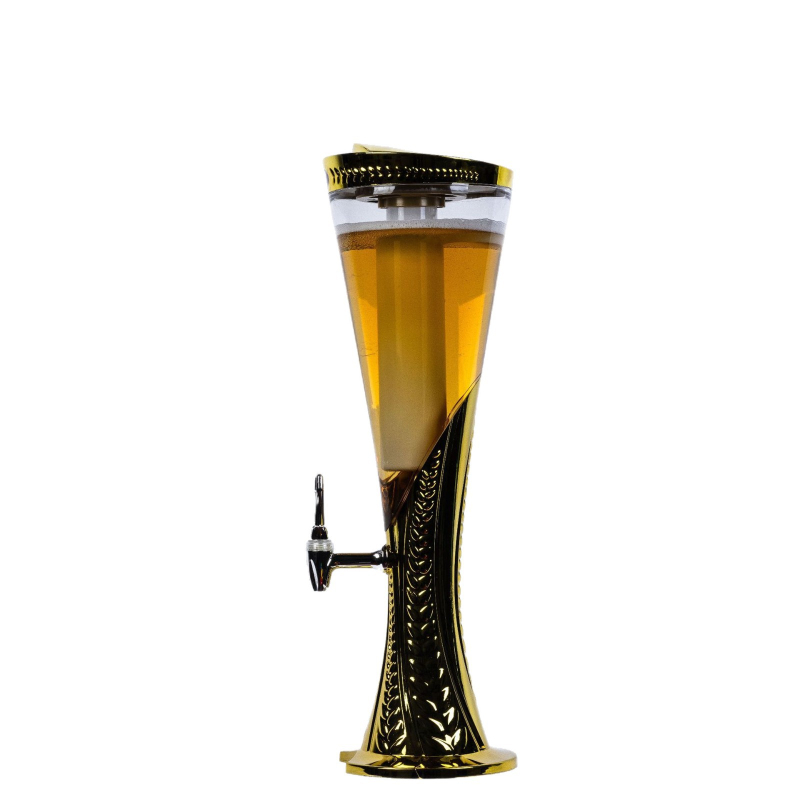 Dispenser de bere comercial, capacitate 1,5 L/2 L, design cu spicul de grâu, finisaj electroplacat, capacitate mare