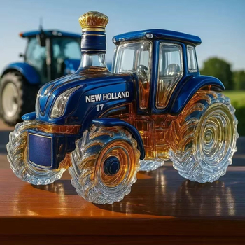 Sticlă de whisky în formă de tractor, 350 ml – recipient decorativ din sticlă gol pentru casă