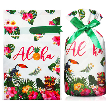 Geantă PE cu șnur, stil Hawaiian, pungă pentru bomboane, ambalaj cadou, pungă pentru produse de patiserie cu fulgi de zăpadă