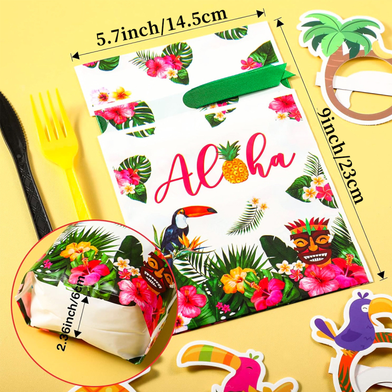 Geantă PE cu șnur, stil Hawaiian, pungă pentru bomboane, ambalaj cadou, pungă pentru produse de patiserie cu fulgi de zăpadă