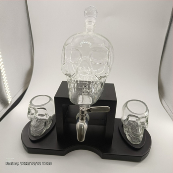 Set decantator cu craniu pentru whisky – sticlă borosilicat de înaltă calitate, design transparent